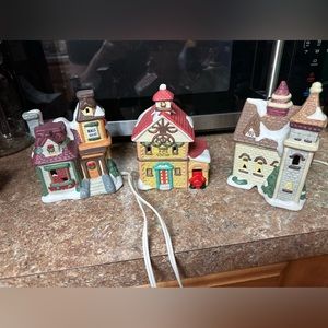 Three piece VINTAGE holiday light up houses- Included a Bealls department store!